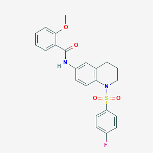 molecular formula C23H21FN2O4S B6562023 N-[1-(4-fluorobenzenesulfonyl)-1,2,3,4-tetrahydroquinolin-6-yl]-2-methoxybenzamide CAS No. 946335-38-2