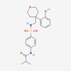 molecular formula C23H30N2O5S B6562038 N-[4-({[4-(2-methoxyphenyl)oxan-4-yl]methyl}sulfamoyl)phenyl]-2-methylpropanamide CAS No. 1091180-26-5