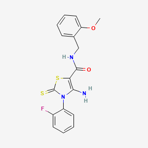 4-amino-3-(2-fluorophenyl)-N-[(2-methoxyphenyl)methyl]-2-sulfanylidene-2,3-dihydro-1,3-thiazole-5-carboxamide