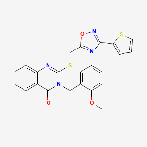 molecular formula C23H18N4O3S2 B6562074 3-[(2-methoxyphenyl)methyl]-2-({[3-(thiophen-2-yl)-1,2,4-oxadiazol-5-yl]methyl}sulfanyl)-3,4-dihydroquinazolin-4-one CAS No. 1021252-09-4
