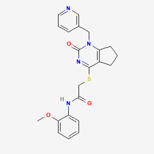 molecular formula C22H22N4O3S B6562085 N-(2-methoxyphenyl)-2-({2-oxo-1-[(pyridin-3-yl)methyl]-1H,2H,5H,6H,7H-cyclopenta[d]pyrimidin-4-yl}sulfanyl)acetamide CAS No. 932961-78-9
