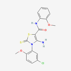 4-amino-3-(5-chloro-2-methoxyphenyl)-N-(2-methoxyphenyl)-2-sulfanylidene-2,3-dihydro-1,3-thiazole-5-carboxamide