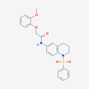 molecular formula C24H24N2O5S B6562149 N-[1-(benzenesulfonyl)-1,2,3,4-tetrahydroquinolin-6-yl]-2-(2-methoxyphenoxy)acetamide CAS No. 946259-73-0