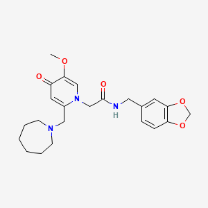 molecular formula C23H29N3O5 B6562288 2-{2-[(azepan-1-yl)methyl]-5-methoxy-4-oxo-1,4-dihydropyridin-1-yl}-N-[(2H-1,3-benzodioxol-5-yl)methyl]acetamide CAS No. 921493-97-2