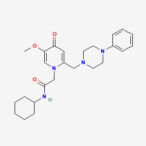 molecular formula C25H34N4O3 B6562325 N-cyclohexyl-2-{5-methoxy-4-oxo-2-[(4-phenylpiperazin-1-yl)methyl]-1,4-dihydropyridin-1-yl}acetamide CAS No. 921463-15-2