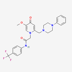 molecular formula C26H27F3N4O3 B6562345 2-{5-methoxy-4-oxo-2-[(4-phenylpiperazin-1-yl)methyl]-1,4-dihydropyridin-1-yl}-N-[4-(trifluoromethyl)phenyl]acetamide CAS No. 921481-37-0