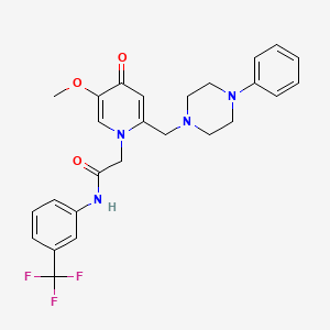 molecular formula C26H27F3N4O3 B6562347 2-{5-methoxy-4-oxo-2-[(4-phenylpiperazin-1-yl)methyl]-1,4-dihydropyridin-1-yl}-N-[3-(trifluoromethyl)phenyl]acetamide CAS No. 921463-06-1
