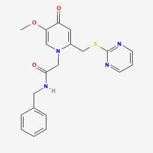 N-benzyl-2-{5-methoxy-4-oxo-2-[(pyrimidin-2-ylsulfanyl)methyl]-1,4-dihydropyridin-1-yl}acetamide