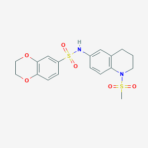 molecular formula C18H20N2O6S2 B6562386 N-(1-methanesulfonyl-1,2,3,4-tetrahydroquinolin-6-yl)-2,3-dihydro-1,4-benzodioxine-6-sulfonamide CAS No. 946240-83-1