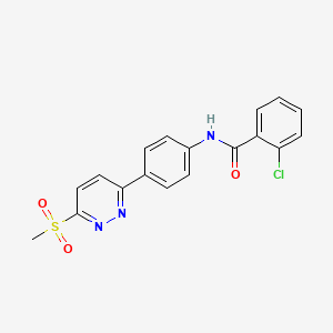 molecular formula C18H14ClN3O3S B6562397 2-chloro-N-[4-(6-methanesulfonylpyridazin-3-yl)phenyl]benzamide CAS No. 921542-81-6