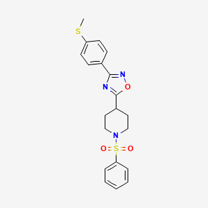 molecular formula C20H21N3O3S2 B6562408 1-(benzenesulfonyl)-4-{3-[4-(methylsulfanyl)phenyl]-1,2,4-oxadiazol-5-yl}piperidine CAS No. 1021213-33-1