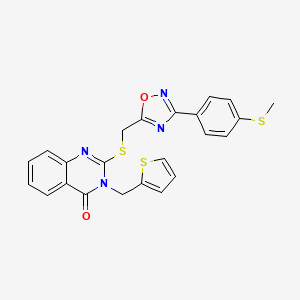 molecular formula C23H18N4O2S3 B6562421 2-[({3-[4-(methylsulfanyl)phenyl]-1,2,4-oxadiazol-5-yl}methyl)sulfanyl]-3-[(thiophen-2-yl)methyl]-3,4-dihydroquinazolin-4-one CAS No. 1021220-02-9
