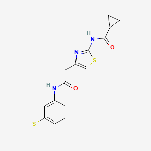 molecular formula C16H17N3O2S2 B6562425 N-[4-({[3-(methylsulfanyl)phenyl]carbamoyl}methyl)-1,3-thiazol-2-yl]cyclopropanecarboxamide CAS No. 921549-80-6