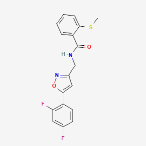 N-{[5-(2,4-difluorophenyl)-1,2-oxazol-3-yl]methyl}-2-(methylsulfanyl)benzamide