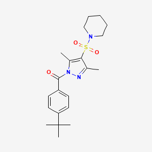 molecular formula C21H29N3O3S B6562532 1-{[1-(4-tert-butylbenzoyl)-3,5-dimethyl-1H-pyrazol-4-yl]sulfonyl}piperidine CAS No. 942873-22-5