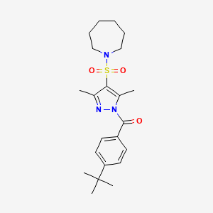 molecular formula C22H31N3O3S B6562538 1-{[1-(4-tert-butylbenzoyl)-3,5-dimethyl-1H-pyrazol-4-yl]sulfonyl}azepane CAS No. 942851-99-2