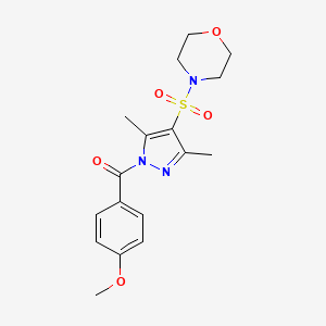 molecular formula C17H21N3O5S B6562564 4-{[1-(4-methoxybenzoyl)-3,5-dimethyl-1H-pyrazol-4-yl]sulfonyl}morpholine CAS No. 943105-18-8