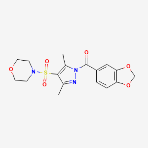 molecular formula C17H19N3O6S B6562577 4-{[1-(2H-1,3-benzodioxole-5-carbonyl)-3,5-dimethyl-1H-pyrazol-4-yl]sulfonyl}morpholine CAS No. 1020454-38-9
