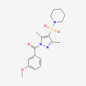 molecular formula C18H23N3O4S B6562586 1-{[1-(3-methoxybenzoyl)-3,5-dimethyl-1H-pyrazol-4-yl]sulfonyl}piperidine CAS No. 1020453-86-4