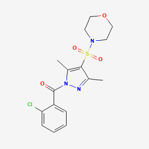 molecular formula C16H18ClN3O4S B6562612 4-{[1-(2-chlorobenzoyl)-3,5-dimethyl-1H-pyrazol-4-yl]sulfonyl}morpholine CAS No. 1019104-00-7