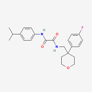 molecular formula C23H27FN2O3 B6562627 N-{[4-(4-fluorophenyl)oxan-4-yl]methyl}-N'-[4-(propan-2-yl)phenyl]ethanediamide CAS No. 1091166-85-6