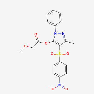 molecular formula C19H17N3O7S B6562638 3-methyl-4-(4-nitrobenzenesulfonyl)-1-phenyl-1H-pyrazol-5-yl 2-methoxyacetate CAS No. 851093-57-7