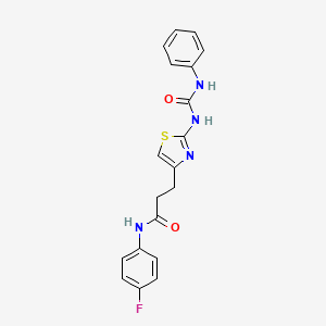 molecular formula C19H17FN4O2S B6562645 N-(4-fluorophenyl)-3-{2-[(phenylcarbamoyl)amino]-1,3-thiazol-4-yl}propanamide CAS No. 1091045-89-4