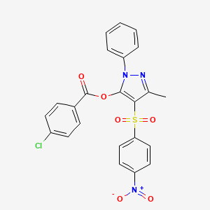 3-methyl-4-(4-nitrobenzenesulfonyl)-1-phenyl-1H-pyrazol-5-yl 4-chlorobenzoate