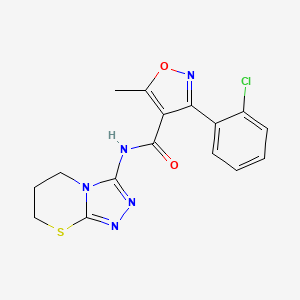 molecular formula C16H14ClN5O2S B6562658 3-(2-chlorophenyl)-5-methyl-N-{5H,6H,7H-[1,2,4]triazolo[3,4-b][1,3]thiazin-3-yl}-1,2-oxazole-4-carboxamide CAS No. 946222-95-3