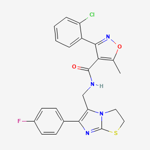 molecular formula C23H18ClFN4O2S B6562660 3-(2-chlorophenyl)-N-{[6-(4-fluorophenyl)-2H,3H-imidazo[2,1-b][1,3]thiazol-5-yl]methyl}-5-methyl-1,2-oxazole-4-carboxamide CAS No. 946294-91-3