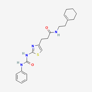 molecular formula C21H26N4O2S B6562664 N-[2-(cyclohex-1-en-1-yl)ethyl]-3-{2-[(phenylcarbamoyl)amino]-1,3-thiazol-4-yl}propanamide CAS No. 1091063-66-9