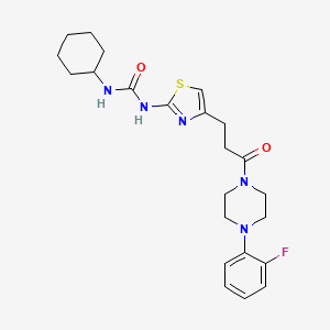 molecular formula C23H30FN5O2S B6562676 1-cyclohexyl-3-(4-{3-[4-(2-fluorophenyl)piperazin-1-yl]-3-oxopropyl}-1,3-thiazol-2-yl)urea CAS No. 1091179-03-1