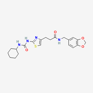 molecular formula C21H26N4O4S B6562698 N-[(2H-1,3-benzodioxol-5-yl)methyl]-3-{2-[(cyclohexylcarbamoyl)amino]-1,3-thiazol-4-yl}propanamide CAS No. 1091020-33-5