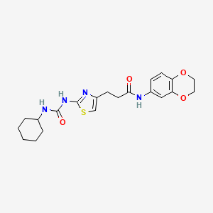 molecular formula C21H26N4O4S B6562713 3-{2-[(cyclohexylcarbamoyl)amino]-1,3-thiazol-4-yl}-N-(2,3-dihydro-1,4-benzodioxin-6-yl)propanamide CAS No. 1091179-13-3