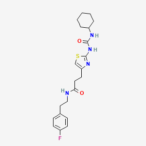molecular formula C21H27FN4O2S B6562730 3-{2-[(cyclohexylcarbamoyl)amino]-1,3-thiazol-4-yl}-N-[2-(4-fluorophenyl)ethyl]propanamide CAS No. 1091020-81-3