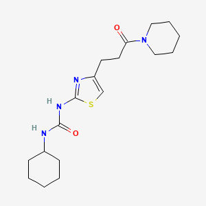 molecular formula C18H28N4O2S B6562742 1-cyclohexyl-3-{4-[3-oxo-3-(piperidin-1-yl)propyl]-1,3-thiazol-2-yl}urea CAS No. 1091020-97-1