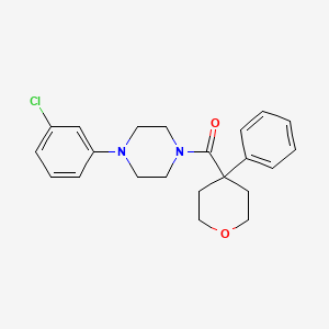 1-(3-chlorophenyl)-4-(4-phenyloxane-4-carbonyl)piperazine