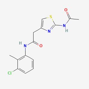 N-(3-chloro-2-methylphenyl)-2-(2-acetamido-1,3-thiazol-4-yl)acetamide