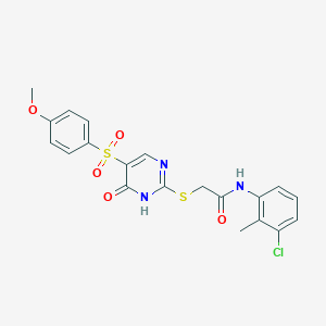 molecular formula C20H18ClN3O5S2 B6562896 N-(3-chloro-2-methylphenyl)-2-{[5-(4-methoxybenzenesulfonyl)-6-oxo-1,6-dihydropyrimidin-2-yl]sulfanyl}acetamide CAS No. 1021227-34-8