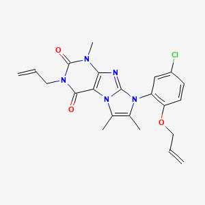 8-[5-chloro-2-(prop-2-en-1-yloxy)phenyl]-1,6,7-trimethyl-3-(prop-2-en-1-yl)-1H,2H,3H,4H,8H-imidazo[1,2-g]purine-2,4-dione