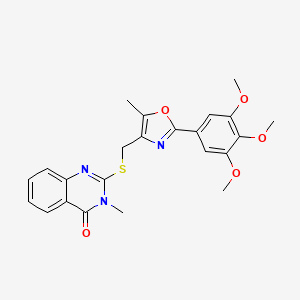 molecular formula C23H23N3O5S B6562917 3-methyl-2-({[5-methyl-2-(3,4,5-trimethoxyphenyl)-1,3-oxazol-4-yl]methyl}sulfanyl)-3,4-dihydroquinazolin-4-one CAS No. 1021207-08-8