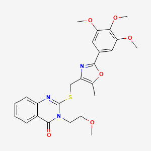 molecular formula C25H27N3O6S B6562921 3-(2-methoxyethyl)-2-({[5-methyl-2-(3,4,5-trimethoxyphenyl)-1,3-oxazol-4-yl]methyl}sulfanyl)-3,4-dihydroquinazolin-4-one CAS No. 1021222-31-0