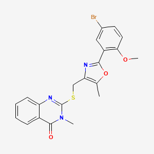 molecular formula C21H18BrN3O3S B6562926 2-({[2-(5-bromo-2-methoxyphenyl)-5-methyl-1,3-oxazol-4-yl]methyl}sulfanyl)-3-methyl-3,4-dihydroquinazolin-4-one CAS No. 1021222-00-3