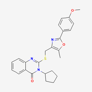 molecular formula C25H25N3O3S B6562943 3-cyclopentyl-2-({[2-(4-methoxyphenyl)-5-methyl-1,3-oxazol-4-yl]methyl}sulfanyl)-3,4-dihydroquinazolin-4-one CAS No. 1021222-35-4