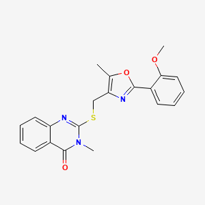 molecular formula C21H19N3O3S B6562996 2-({[2-(2-methoxyphenyl)-5-methyl-1,3-oxazol-4-yl]methyl}sulfanyl)-3-methyl-3,4-dihydroquinazolin-4-one CAS No. 1021222-13-8
