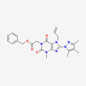 molecular formula C24H26N6O4 B6563016 benzyl 2-[3-methyl-2,6-dioxo-7-(prop-2-en-1-yl)-8-(3,4,5-trimethyl-1H-pyrazol-1-yl)-2,3,6,7-tetrahydro-1H-purin-1-yl]acetate CAS No. 1172283-03-2