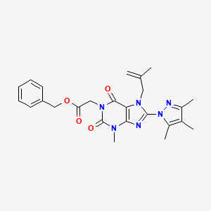 benzyl 2-[3-methyl-7-(2-methylprop-2-en-1-yl)-2,6-dioxo-8-(3,4,5-trimethyl-1H-pyrazol-1-yl)-2,3,6,7-tetrahydro-1H-purin-1-yl]acetate