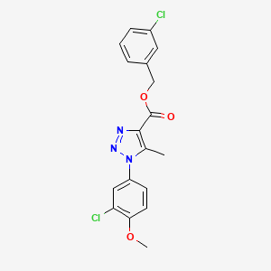 molecular formula C18H15Cl2N3O3 B6563037 (3-chlorophenyl)methyl 1-(3-chloro-4-methoxyphenyl)-5-methyl-1H-1,2,3-triazole-4-carboxylate CAS No. 1021220-86-9