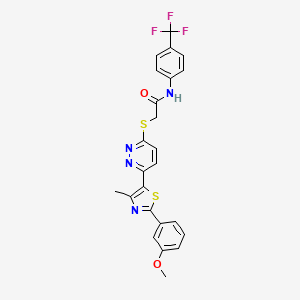 molecular formula C24H19F3N4O2S2 B6563076 2-({6-[2-(3-methoxyphenyl)-4-methyl-1,3-thiazol-5-yl]pyridazin-3-yl}sulfanyl)-N-[4-(trifluoromethyl)phenyl]acetamide CAS No. 946310-02-7