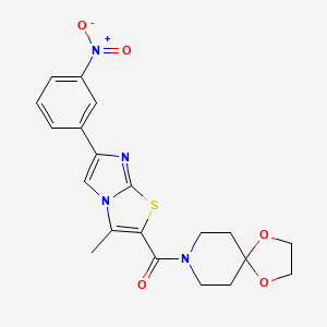 molecular formula C20H20N4O5S B6563107 8-[3-methyl-6-(3-nitrophenyl)imidazo[2,1-b][1,3]thiazole-2-carbonyl]-1,4-dioxa-8-azaspiro[4.5]decane CAS No. 852135-34-3